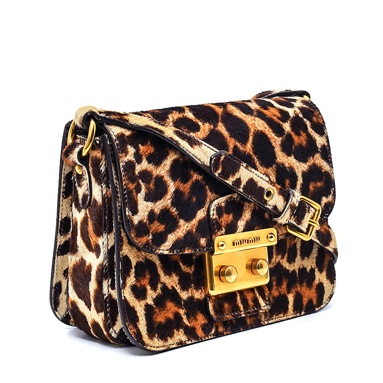 Miu Miu - Leopar Ponyhair Small Madras Crossbody Bag